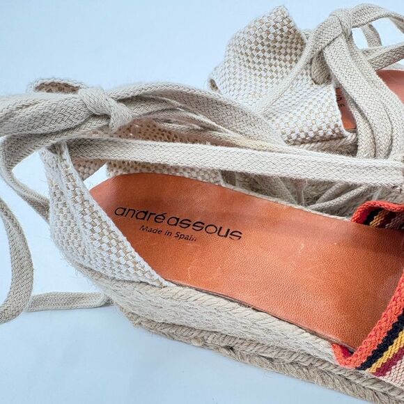 Andre Assous Red and Orange Espadrilles with Jute Sole - Picture 4 of 7